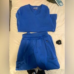 women’s scrub top and bottoms - blue